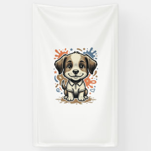 Lona Cachorro Lindo Salpicadura Grabado Diseño Vectoria