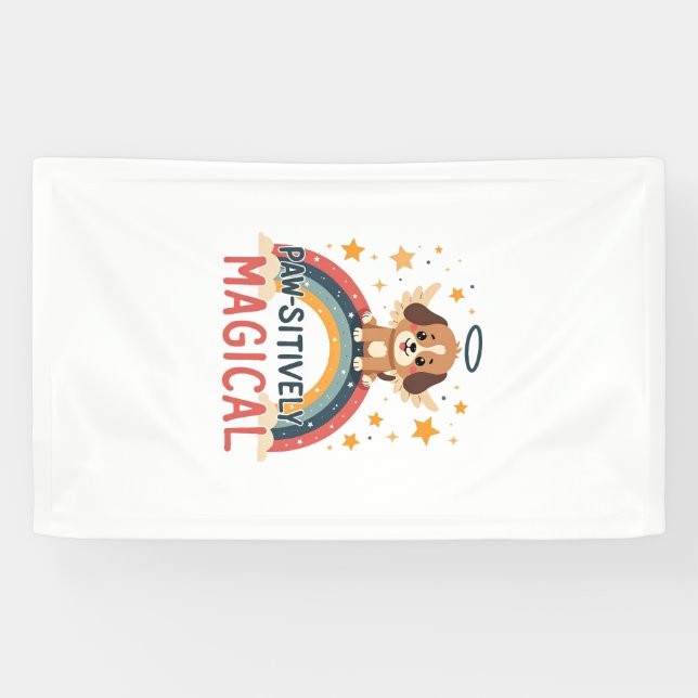 Lona Cachorro mágico vintage arcoíris ángel D (Horizontal)