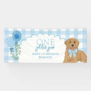 Lona Cachorro Retriever Blue One Cumpleaños Dorado 1er 