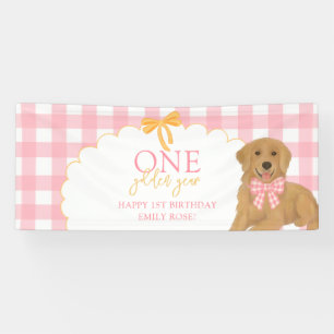 Lona Cachorro Retriever Pink One Año Dorado Cumpleaños 