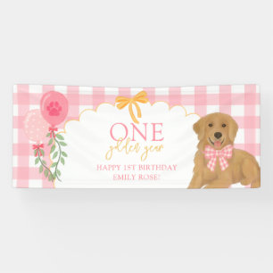 Lona Cachorro Retriever Pink One Cumpleaños Dorado 1er 
