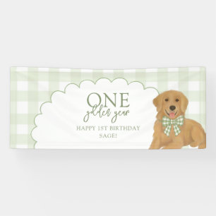 Lona Cachorro Retriever Verde Uno Año Dorado Cumpleaños