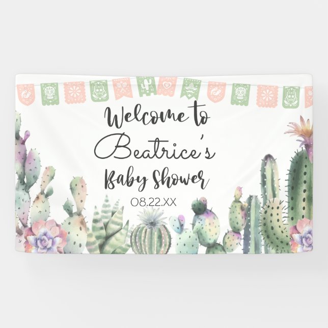 Lona Cactus Green Rosa Taco Bout A Baby Shower RSVP (Horizontal)