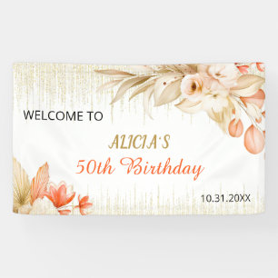 Lona Cadena de purpurina dorada Cumpleaños floral naran