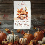 Lona Caída Floral Cottage Core Teacup Birthday Tea Fies<br><div class="desc">Sumérjase en la acogedora elegancia del otoño con nuestra colección de diseño "Fall Floral Cottage Core Teacup Birthday Tea Fiesta". Este encantador ilustracion está decorado con un delicado té blanco adornado con un elegante patrón de hojas, descansando con gracia en un platillo a juego. Alrededor de esta pieza central hay...</div>