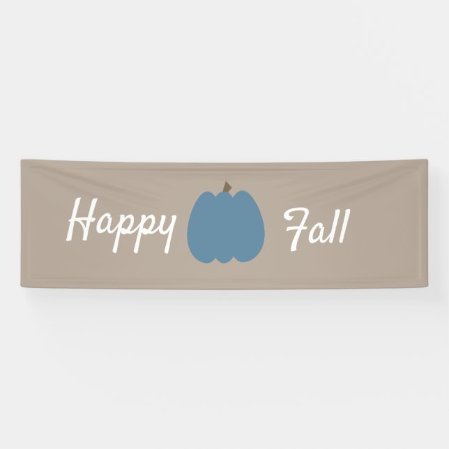 Lona Calabaza Azul Feliz Otoño Marrón (Horizontal)
