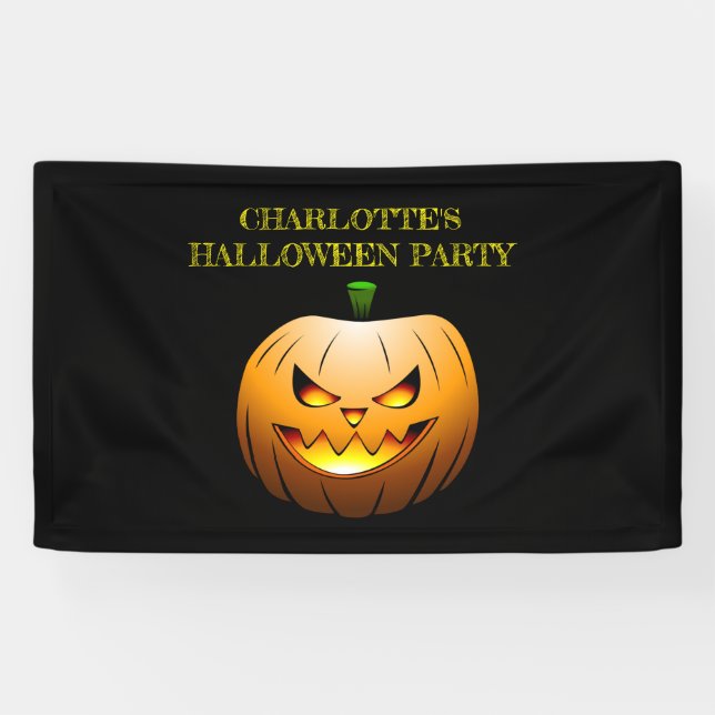 Lona Calabaza de Halloween en un cartel Fiesta (Horizontal)