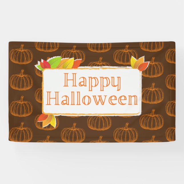 Lona Calabaza de Halloween esbozada (Horizontal)