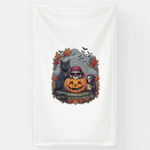 Lona Calabaza de Halloween Gato Cráneo Segador Otoño Ho
