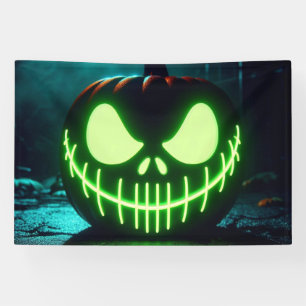 Lona Calabaza de Halloween verde chillón
