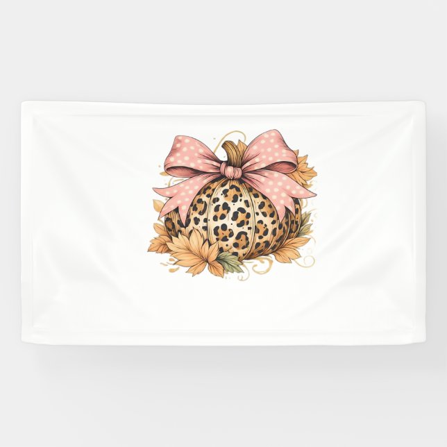 Lona Calabaza de leopardo de Coquette con arco rosado - (Horizontal)