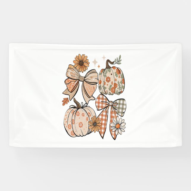 Lona Calabaza Floral Caída Calabaza Coquette Boho Caer (Horizontal)
