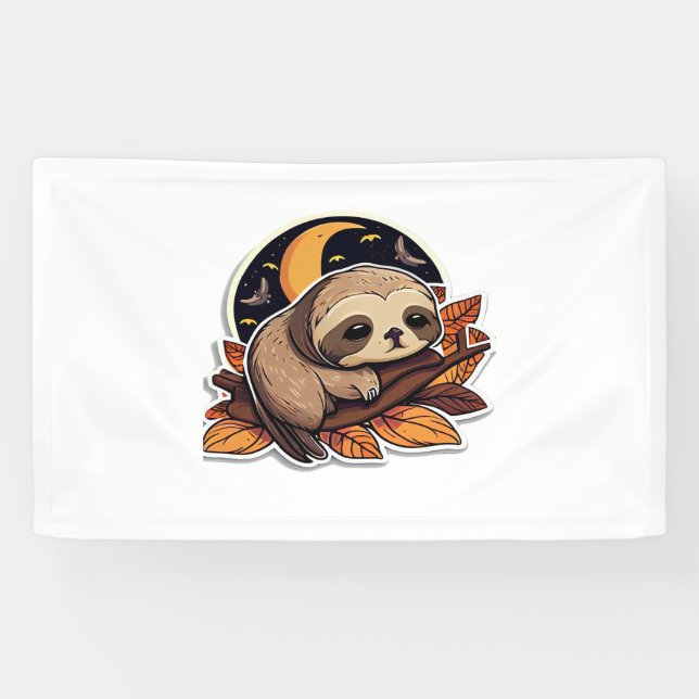 Lona calabaza lenta Halloween estilo pegatina 2 Classic (Horizontal)