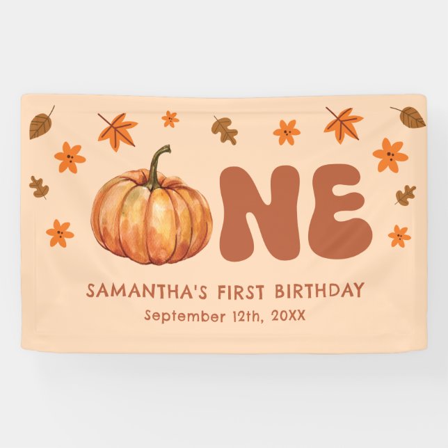 Lona Calabaza otoñal 1er cumpleaños (Horizontal)