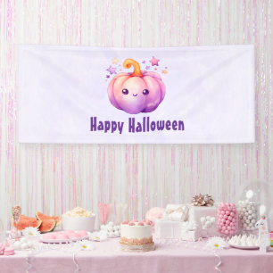 Lona Calabaza pastel adorable con estrellas Halloween