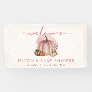 Lona Calabaza rosa en camino Chica Bienvenida Baby Show