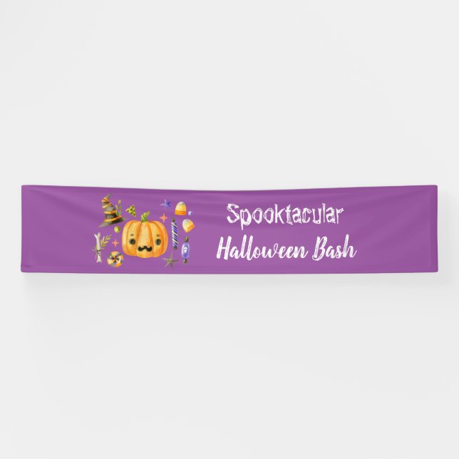 Lona Calabaza Spooktacular Halloween Bash Fiesta Purple (Horizontal)