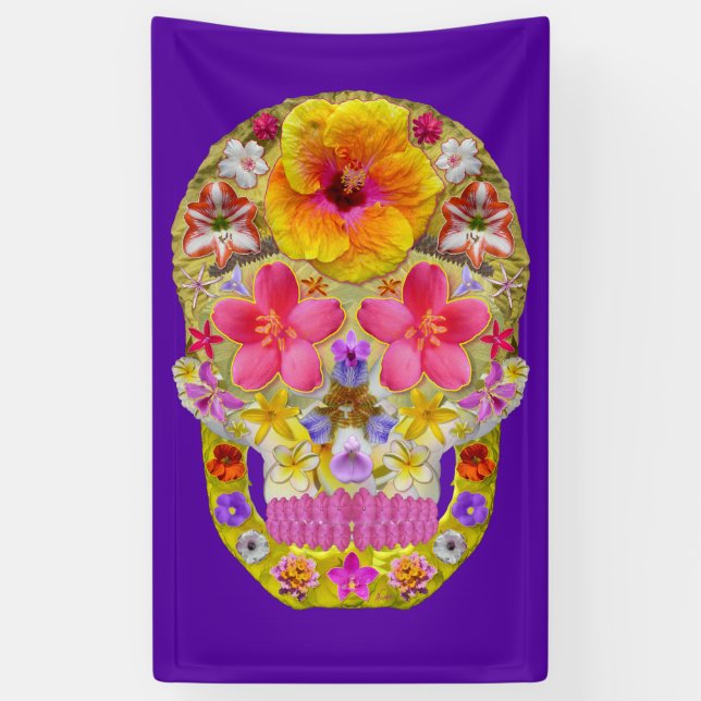 Lona Calavera de flores 4 - Tropical (Vertical)