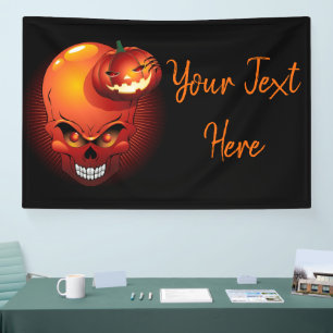 Lona Calavera de Halloween y calabaza