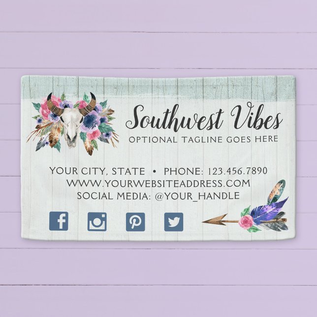 Lona Calavera de Vaca Acuarela Floral Rústica Madera Ch (Subido por el creador)