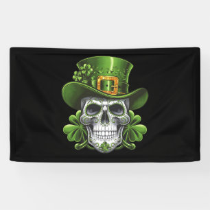 Lona Calavera del Día de San Patricio Trébol