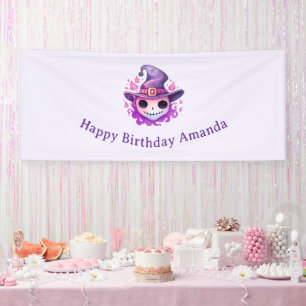 Lona Calavera en sombrero de bruja Cumpleaños caprichos