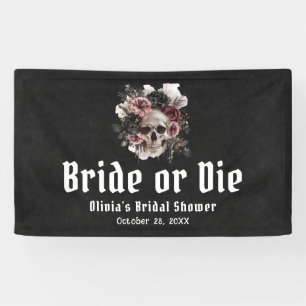 Lona Calavera Floral de Halloween Novia o Muere Despedi