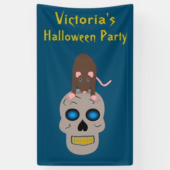 Lona Calavera gótica y Personalizado del partido Rat Ha (Vertical)