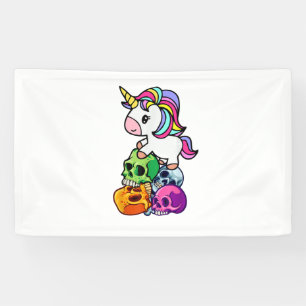 Lona Calaveras de unicornio y muertos. Divertido Gótico