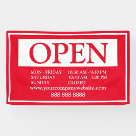 Lona Calendario abierto de negocios en rojo y blanco