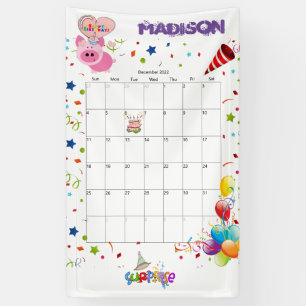 Lona Calendario de cumpleaños feliz de vinilo diciembre