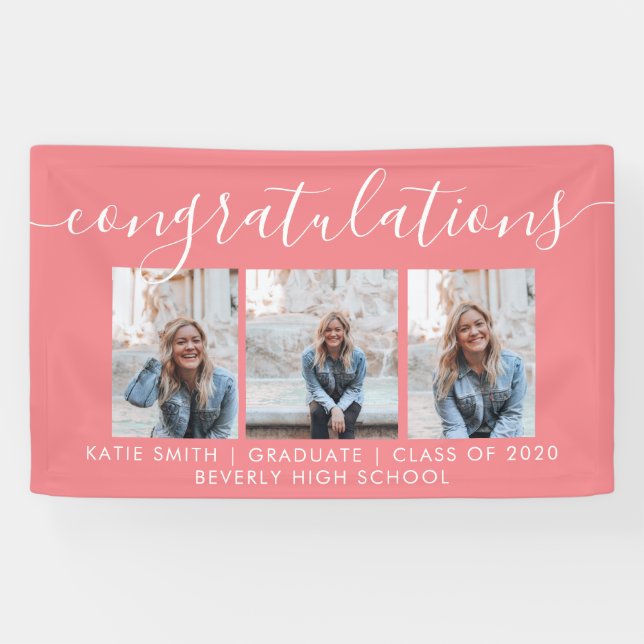 Lona Caligrafía de escritura moderna 3 Banne de graduac (Horizontal)