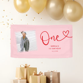 Lona Caligrafía lúdica Minimalista primer cumpleaños