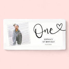 Lona Caligrafía lúdica Minimalista primer cumpleaños