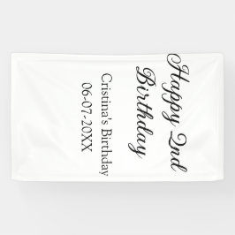 Lona caligrafía simple mínimo feliz segundo cumpleaños