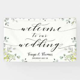 Lona Calligraphy Greenery Eucalyptus Welcome Boda