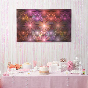 Lona Cama De Flores Colorido Brillante Arte Fractal Abs
