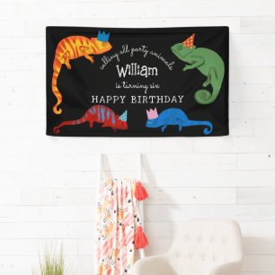 Lona Camaleones Reptiles Coloridos Lagartos Cumpleaños