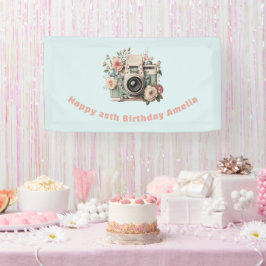 Lona Cámara con flores imagen retro pastel cumpleaños