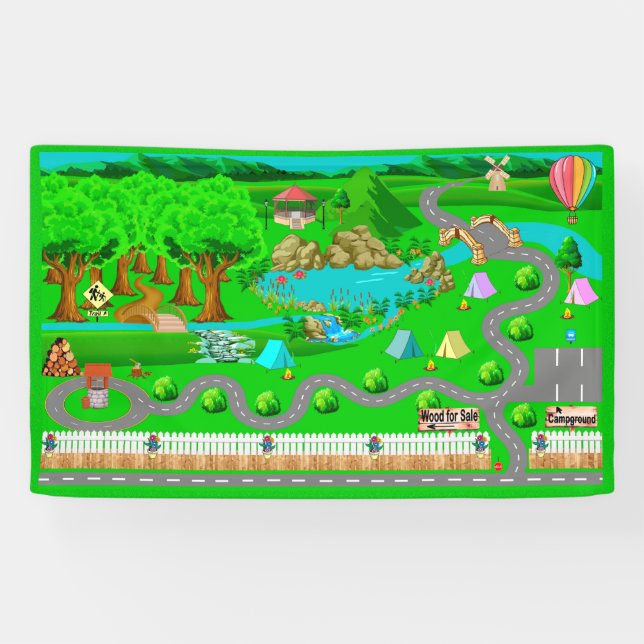 Lona Caminos de camping para coches Banner 3x5 (Horizontal)