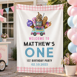 Lona Camión de helados para niño Cumpleaños 2 Dos dulce