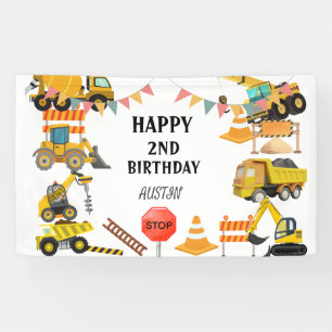 Lona Camiones de construcción   Fiesta de cumpleaños pa