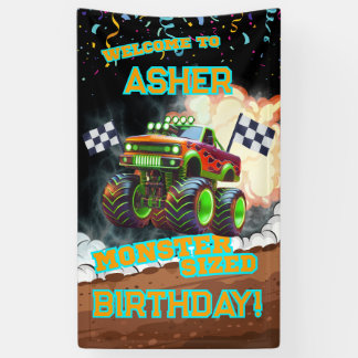 Lona Camioneta Monstruo Naranja Brillante Personalizada