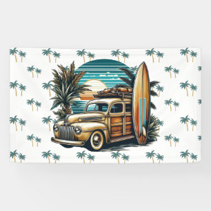 Lona camioneta surfista vintage tropical/hawaiana
