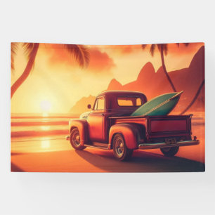 Lona camioneta surfista vintage tropical/hawaiana
