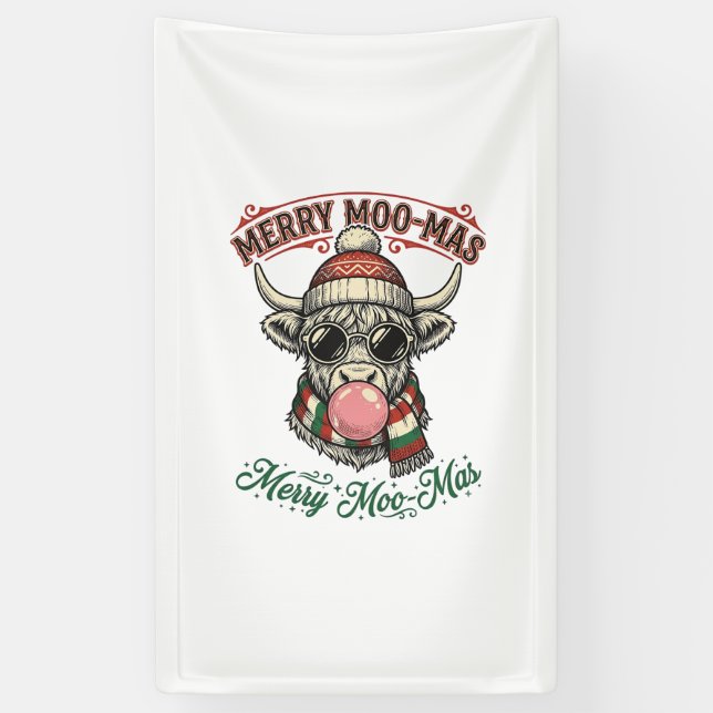 Lona Camisa de vaca de Navidad divertida punzada de vac (Vertical)