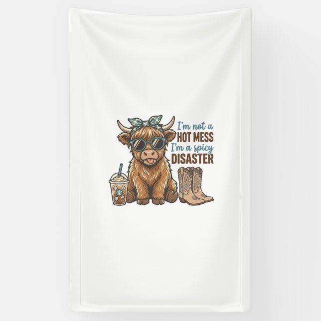 Lona Camisa occidental de café de vaca de las tierras a (Vertical)