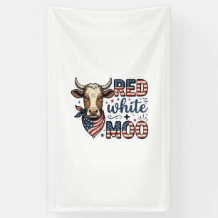 Lona Camisa Patriótica Vaca Rojo Blanco Moo 4 de Julio