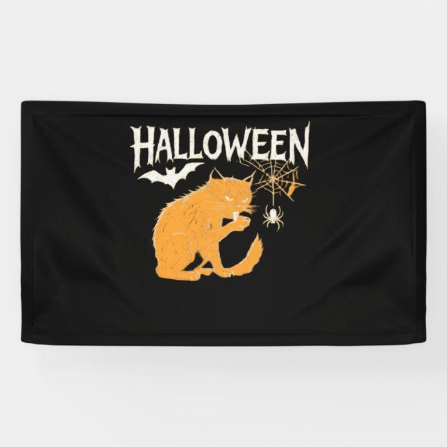 Lona Camiseta clásica de Halloween de un gato vampiro (Horizontal)