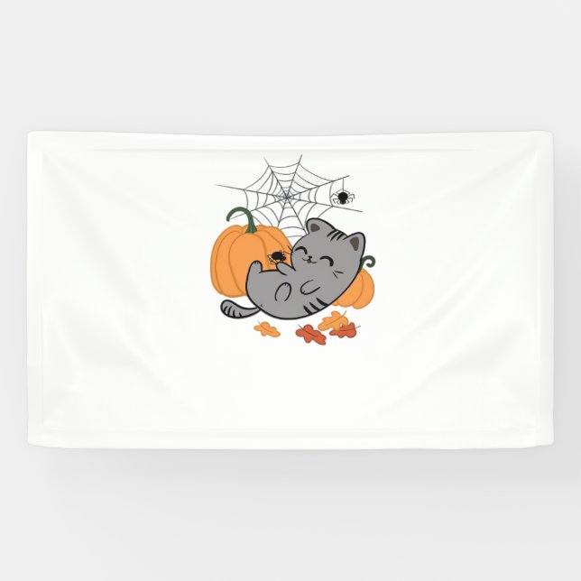 Lona Camiseta clásica Halloween Kitty and Spiders (Horizontal)